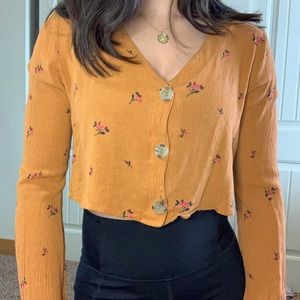 Floral orange crop top